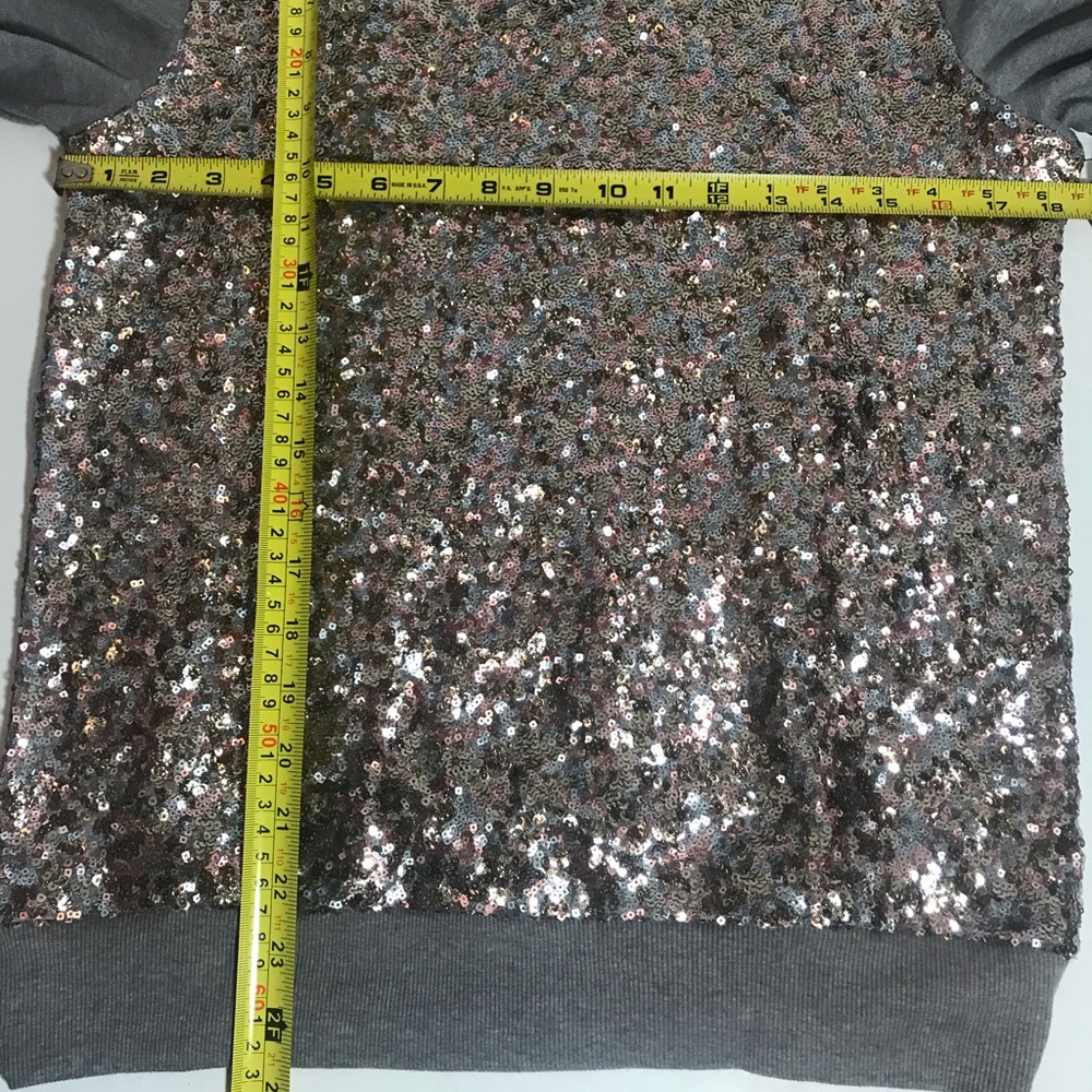 Halogen Gray Multi-color sequin sweatshirt MP NWT PRICE FIRM NO DISCOUNTS - Picture 6 of 6